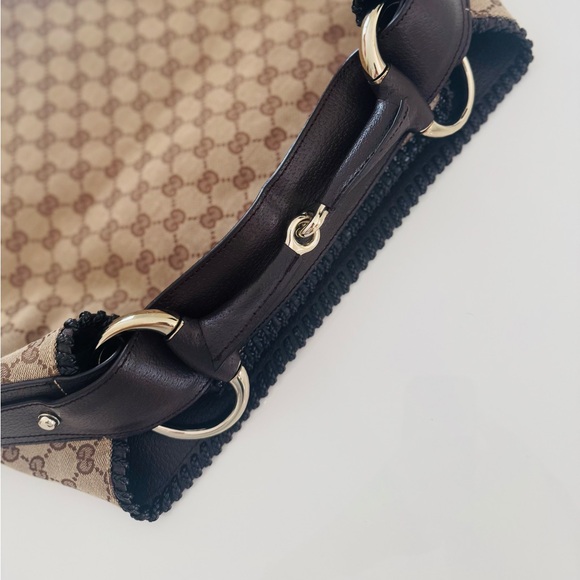 NWT 🤎 Gucci Authentic GG Canvas Horsebit  Hobo Tote Large bag - Picture 6 of 13